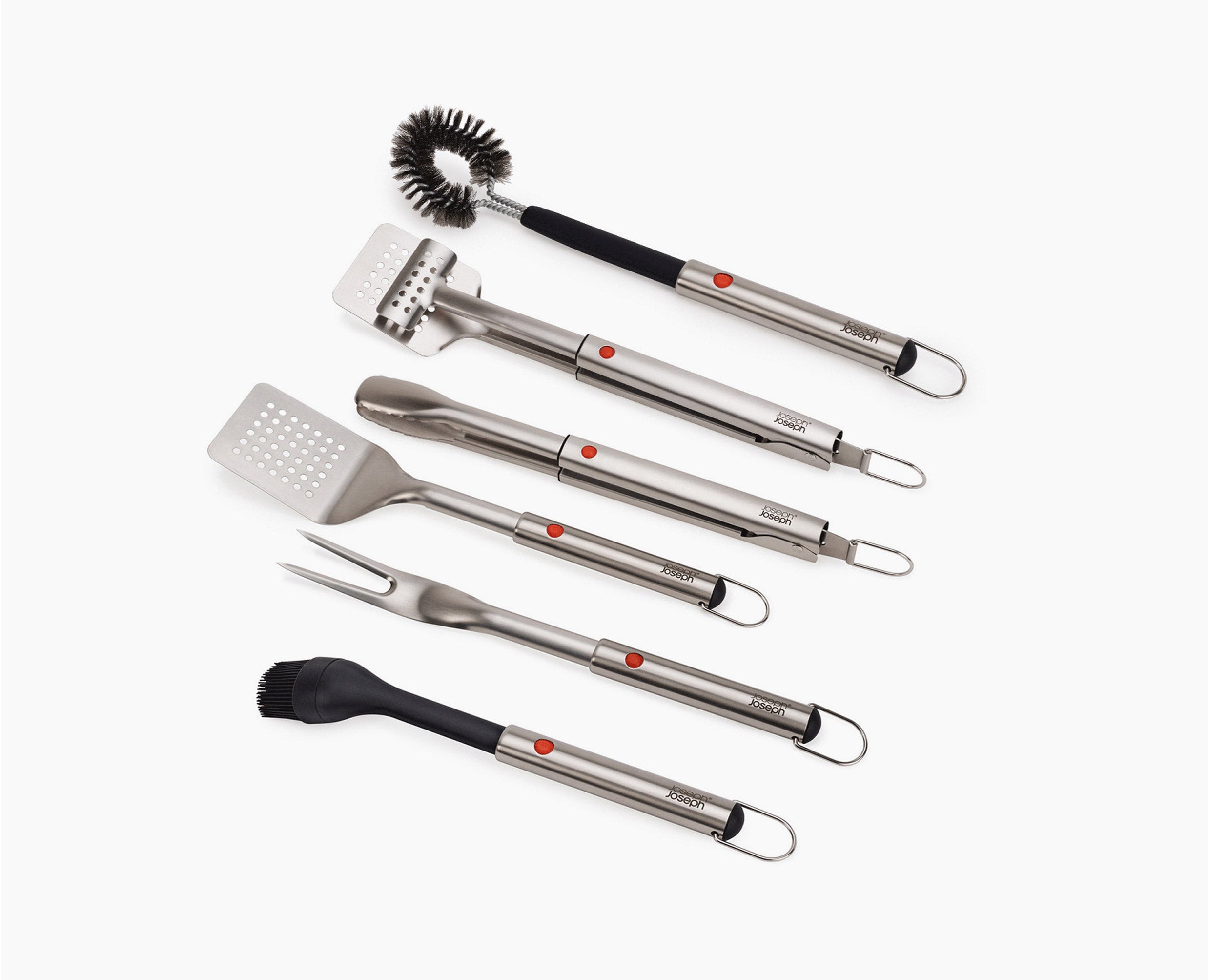 6-piece Extending Steel BBQ Utensils Set | Joseph Joseph UK