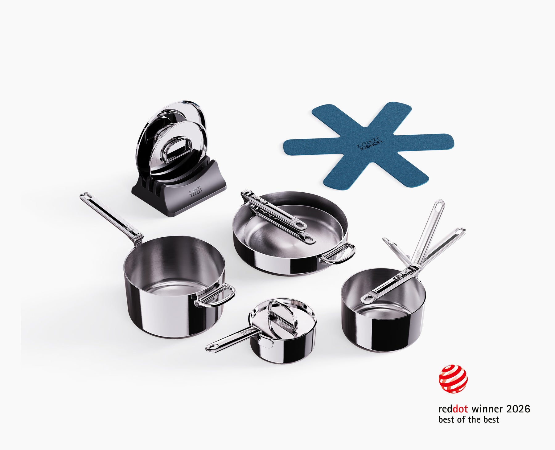Space Steel Folding Handle 5-Piece Cookware Set