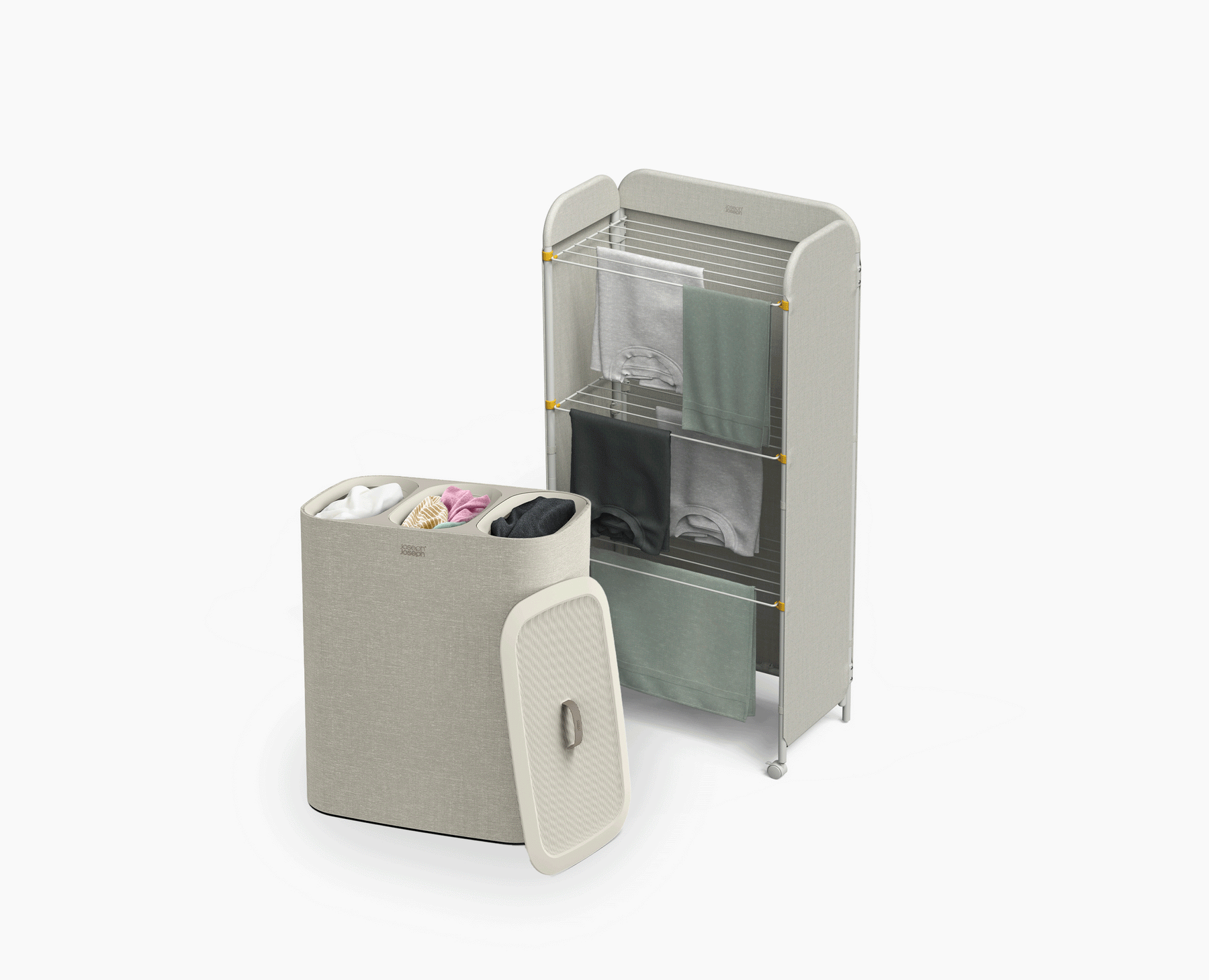 2-piece Laundry Basket &amp; Clothes Airer Set