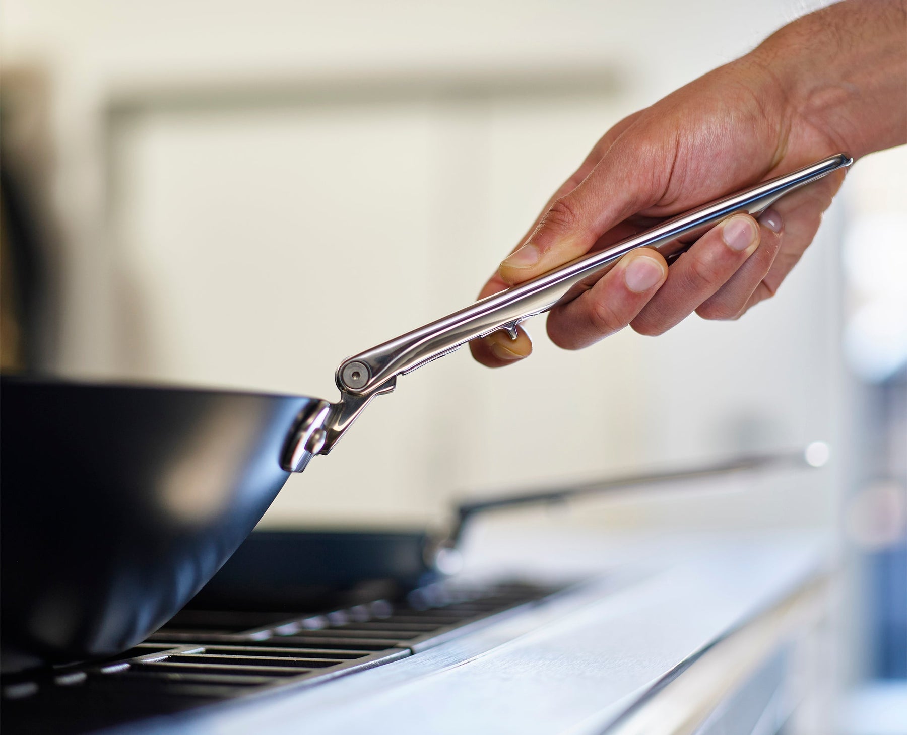 Space Folding Handle Ceramic Non-stick 32cm Blue Wok &amp; Lid