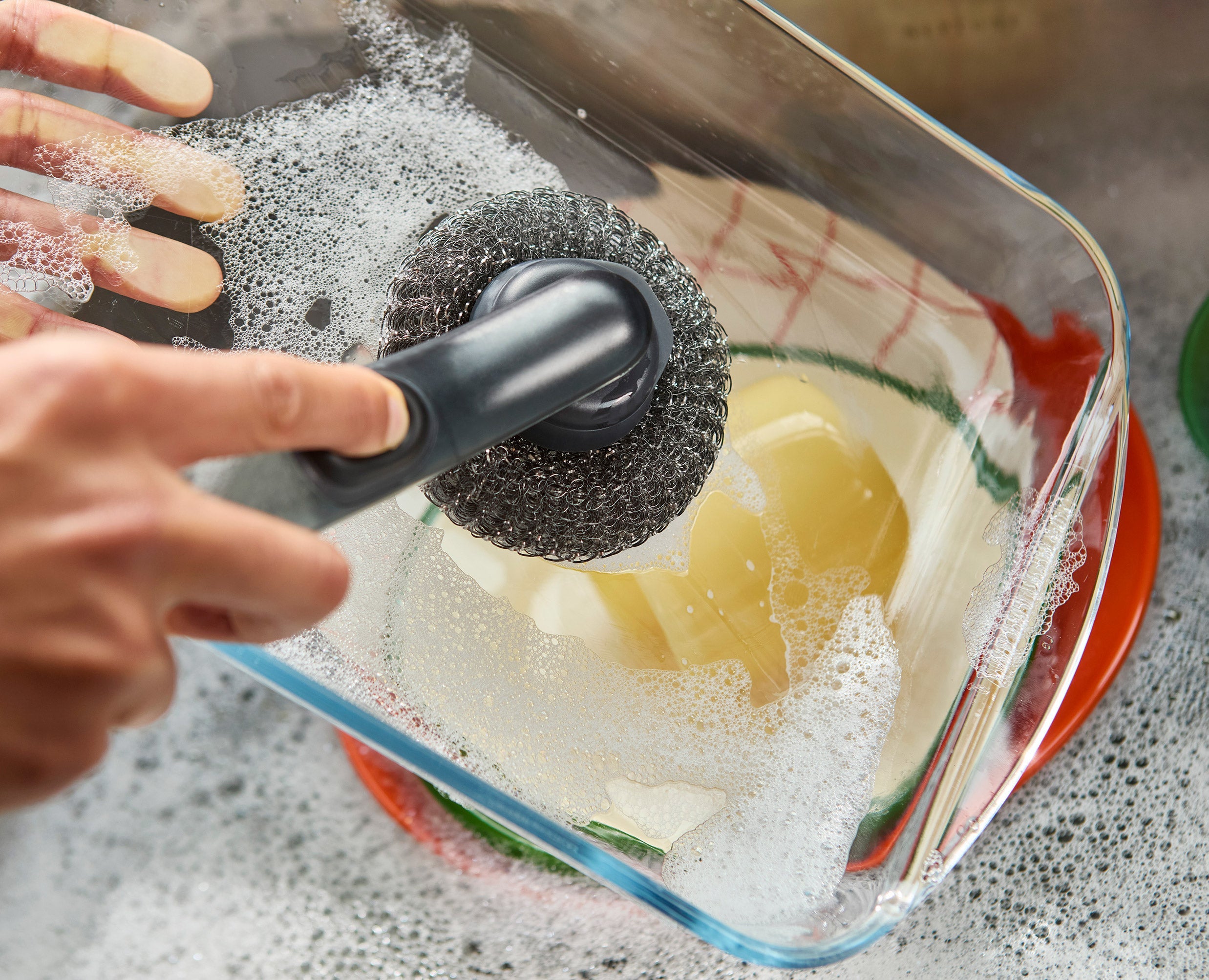 SinkTech™ Soap Dispensing Washing-Up Brush with Steel Stand &amp; Extra Heads