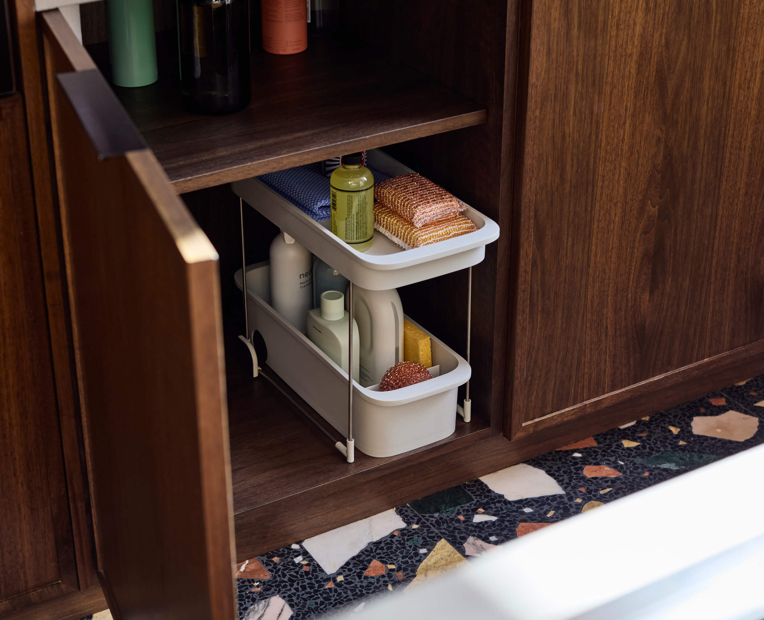 Two-Tier Woven Storage Caddy With Scalloped Edges main image 1