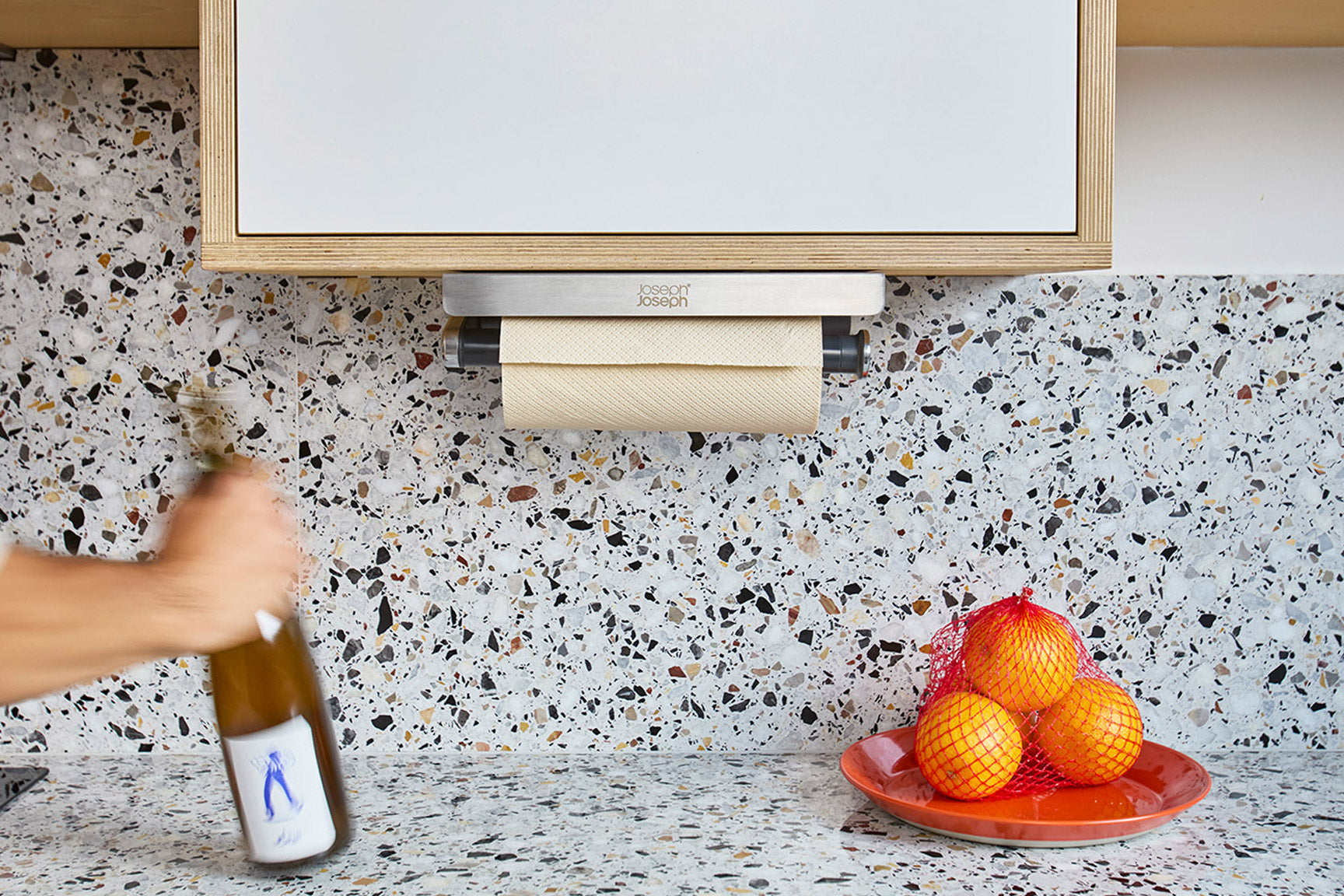 RollGrip™ Under-Shelf Stainless-Steel Kitchen Roll Holder