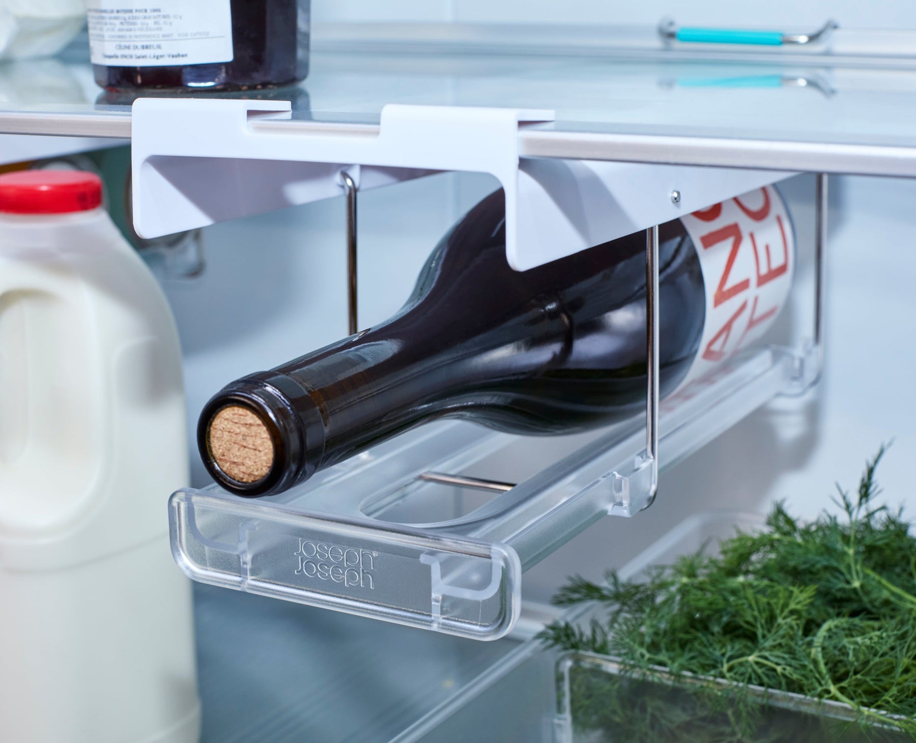 FridgeStore™ Under-Shelf Bottle Holder &amp; Can Dispenser