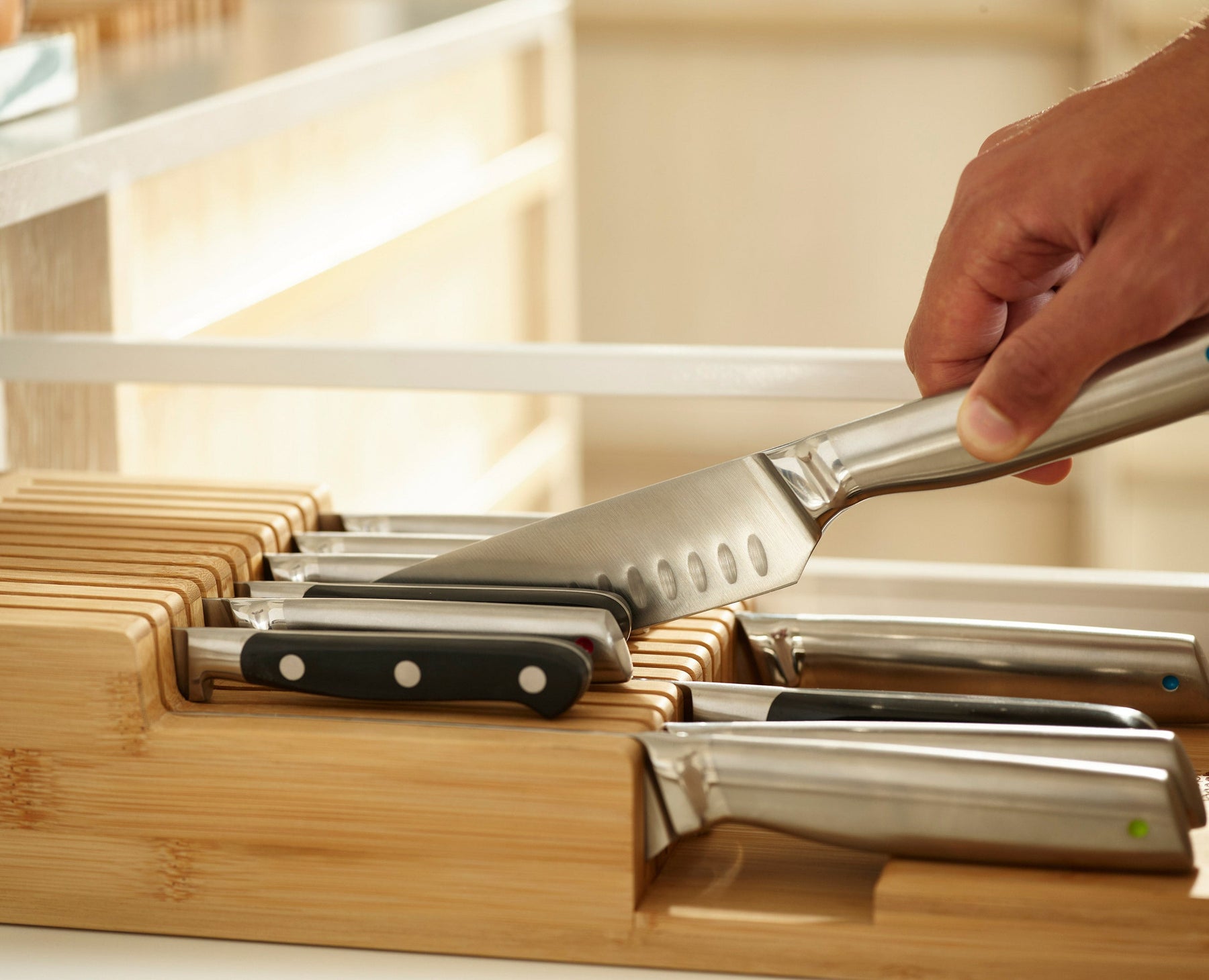 2-piece DrawerStore™ Bamboo Large Cutlery &amp; Knife Organiser Set