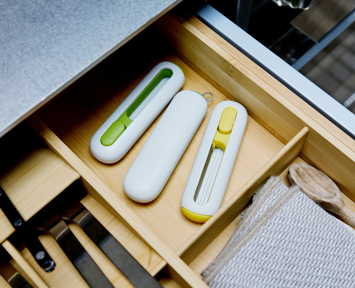 SlideStore™ Stone Green Julienne Peeler with Retractable Blade