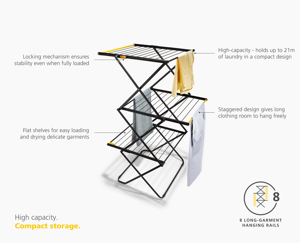 Air Frame Rails AirFrame™ Large Folding Clothes Horse | Joseph Joseph UK