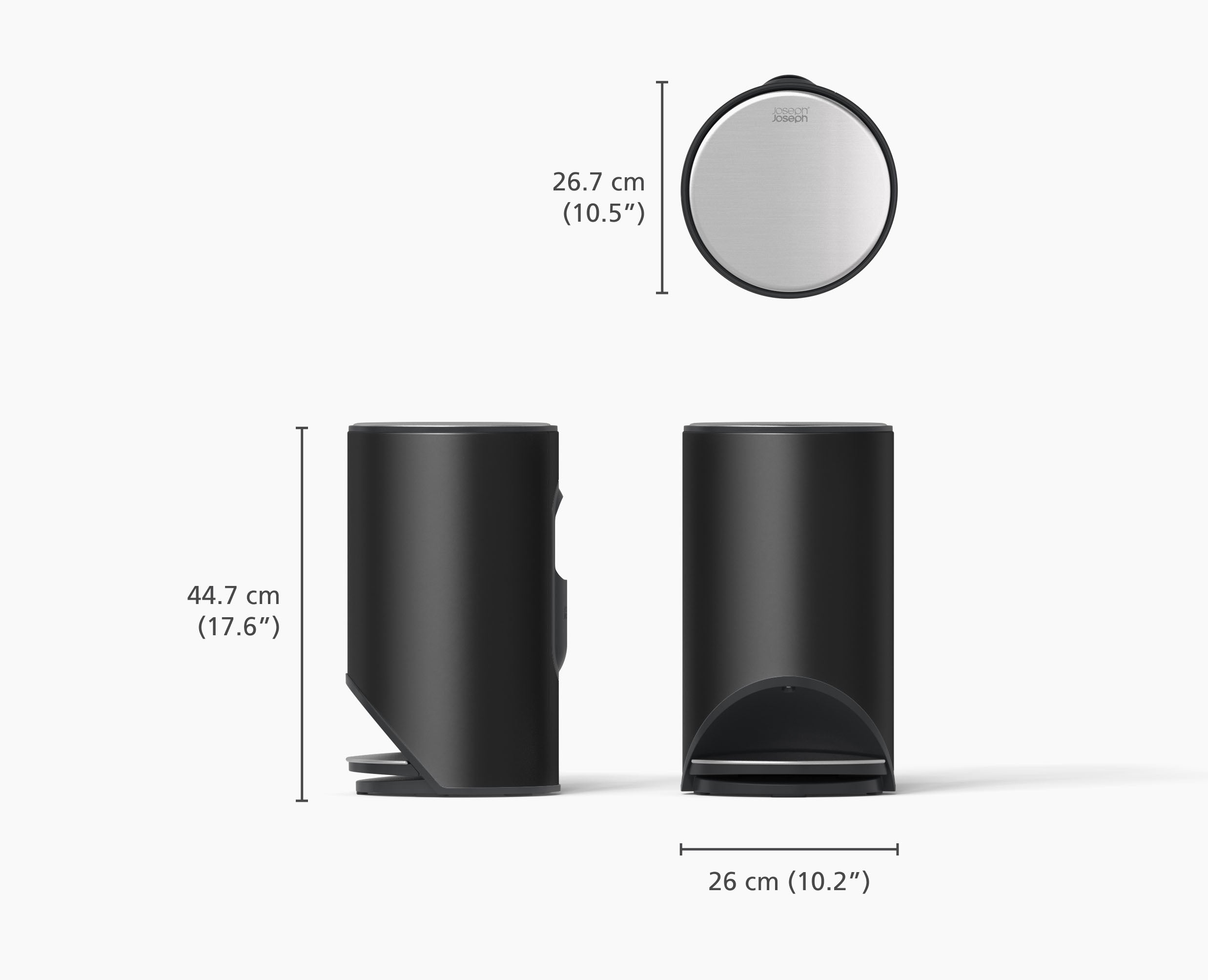 Arc™ 10L Black Easy-push Pedal Bin | Joseph Joseph UK