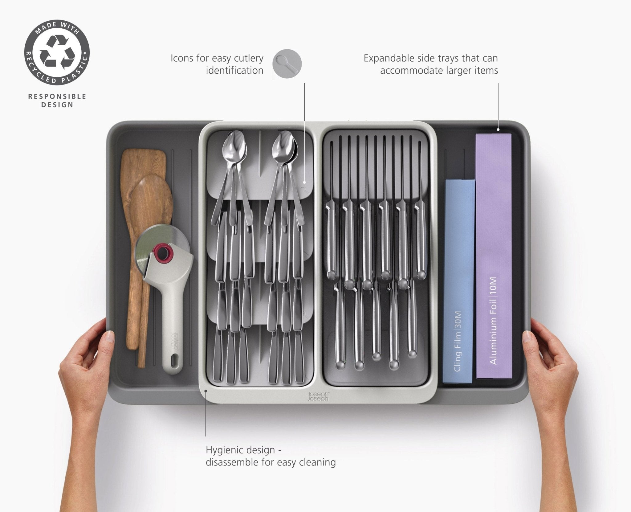 DrawerStore™ Expanding Tiered Cutlery, Utensil, Gadget &amp; Knife Organiser