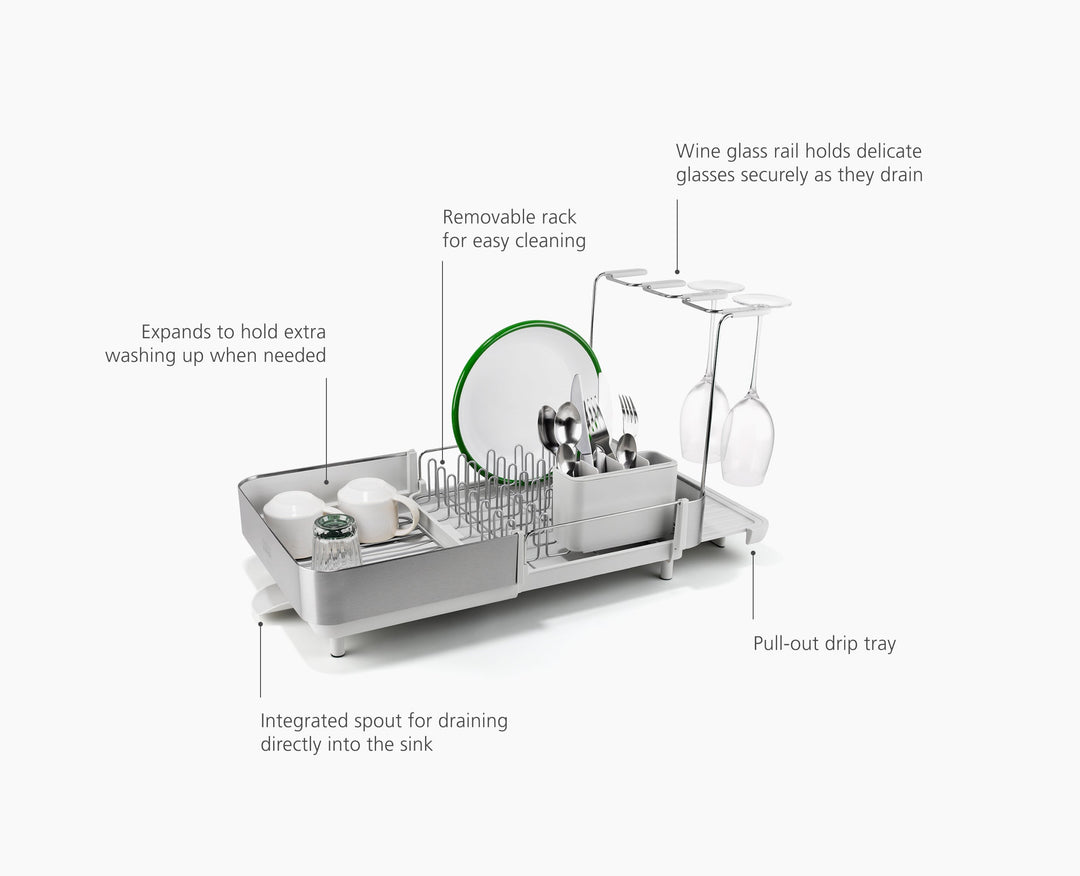 Grey Steel Dish Drainer with Wine Rack | Joseph Joseph UK
