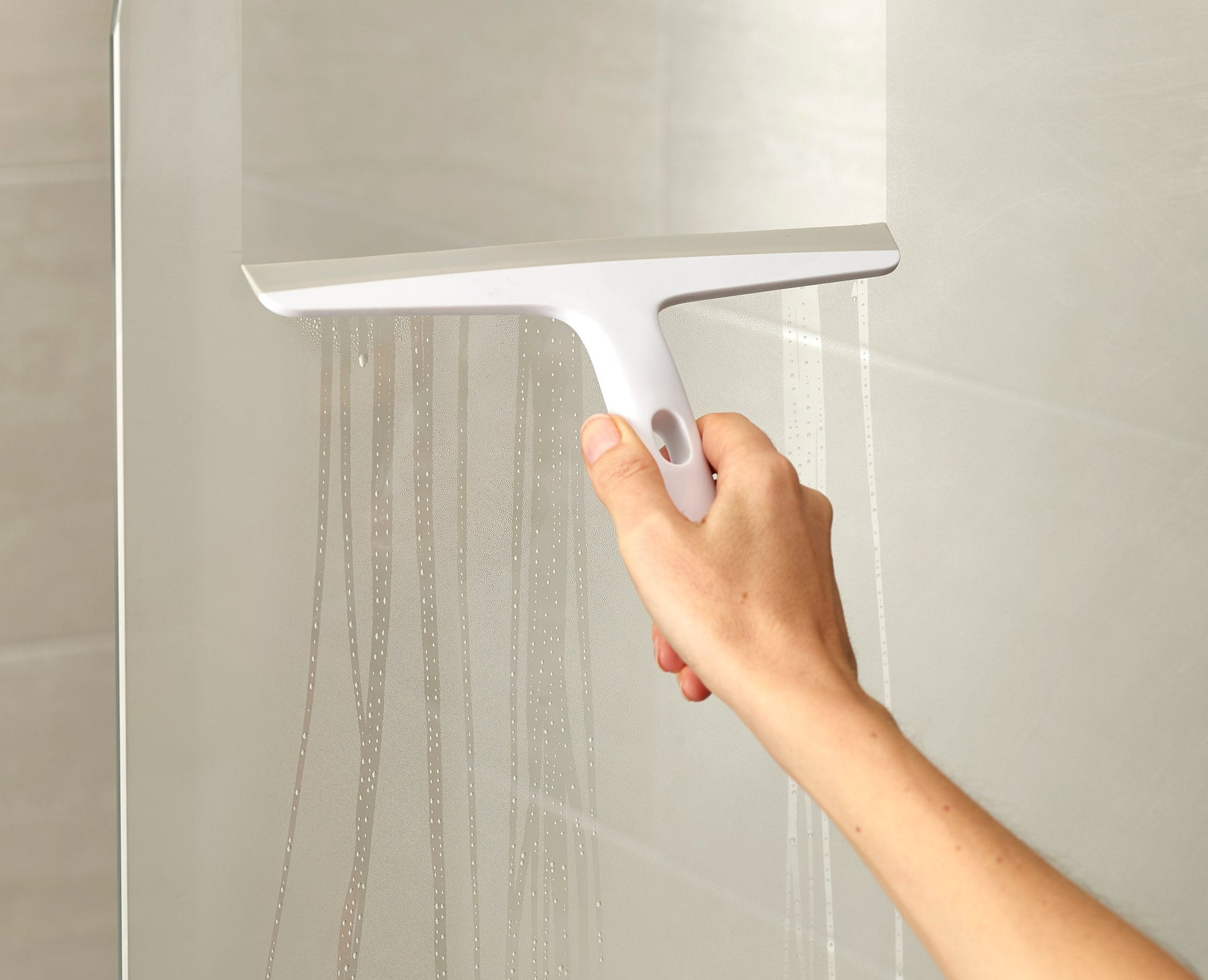 EasyStore™ Light Grey Shower Squeegee with Storage Hook - 2 pack