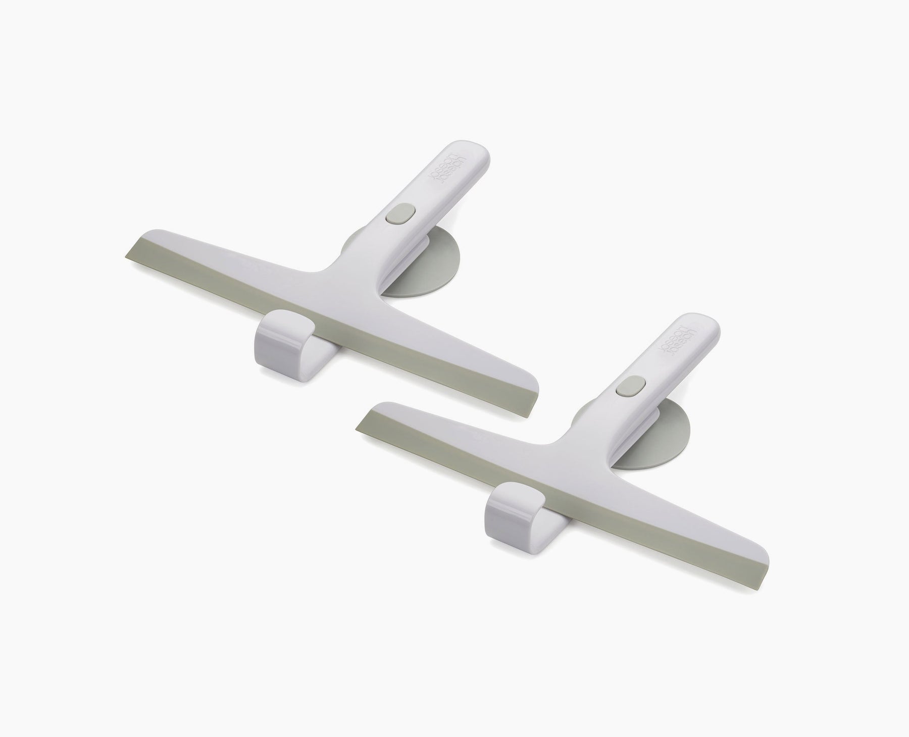 EasyStore™ Pack of 2 Light Grey Shower Squeegees with Storage Hook