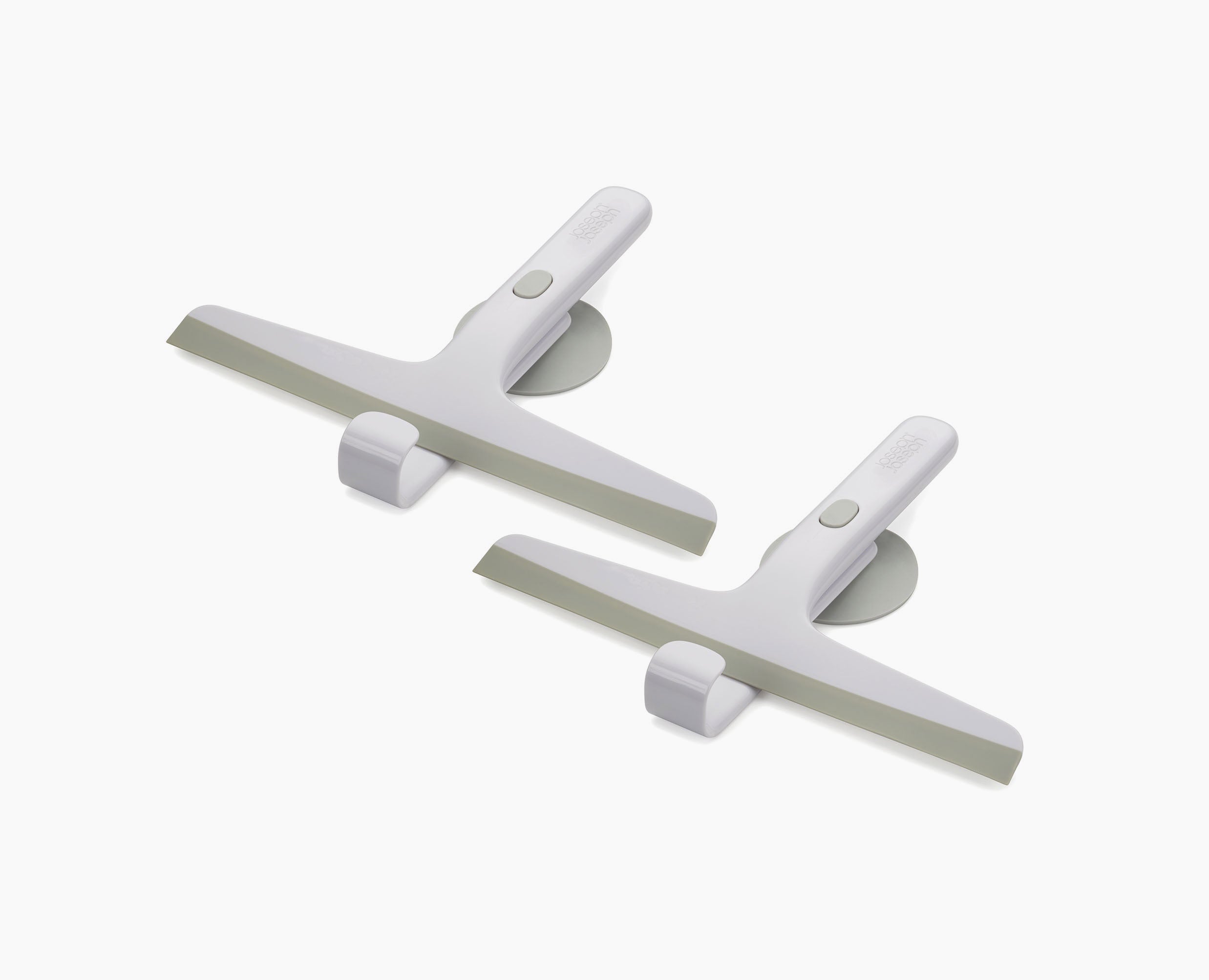 EasyStore™ Pack of 2 Light Grey Shower Squeegees with Storage Hook