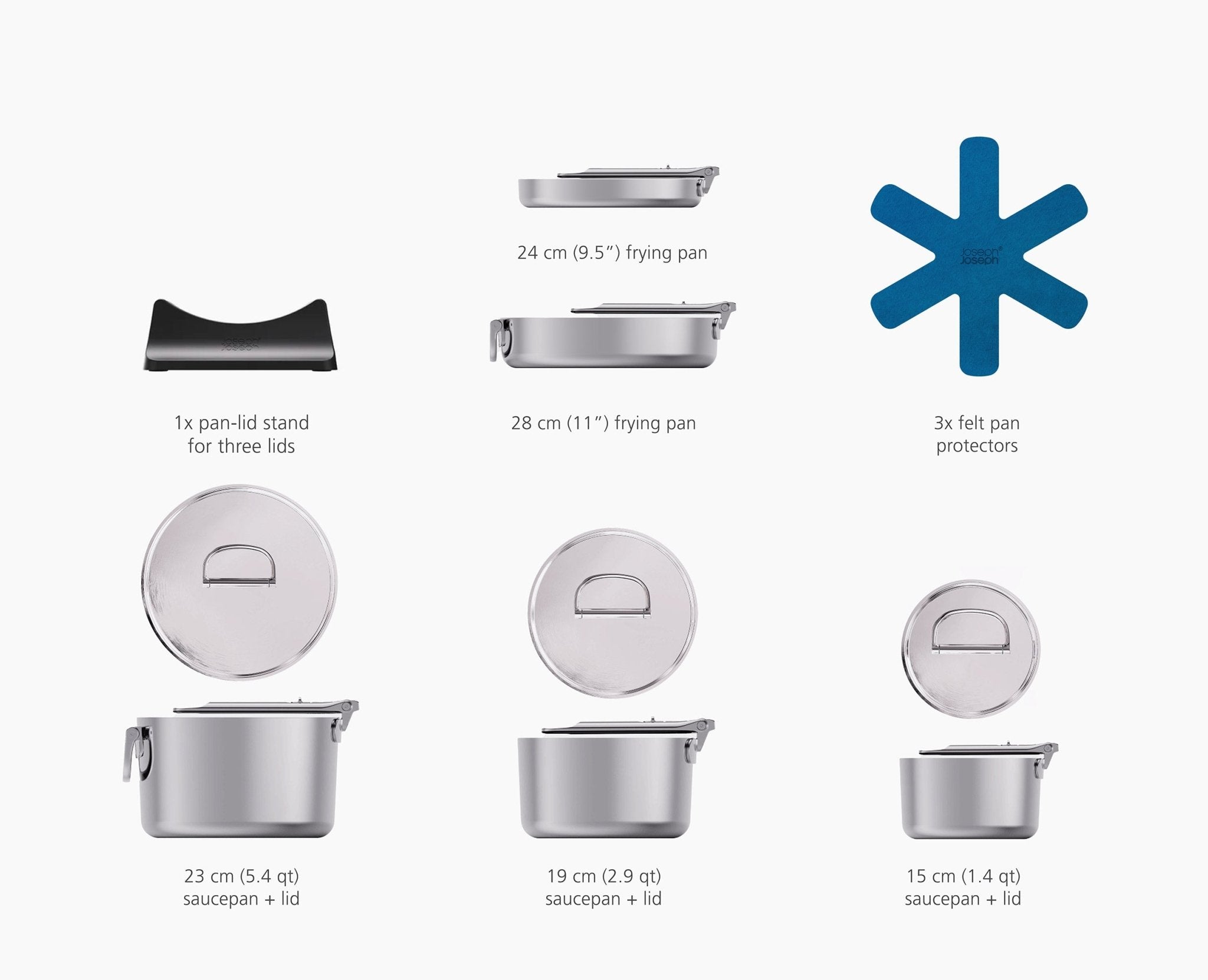 Space Steel Folding Handle 5-Piece Cookware Set