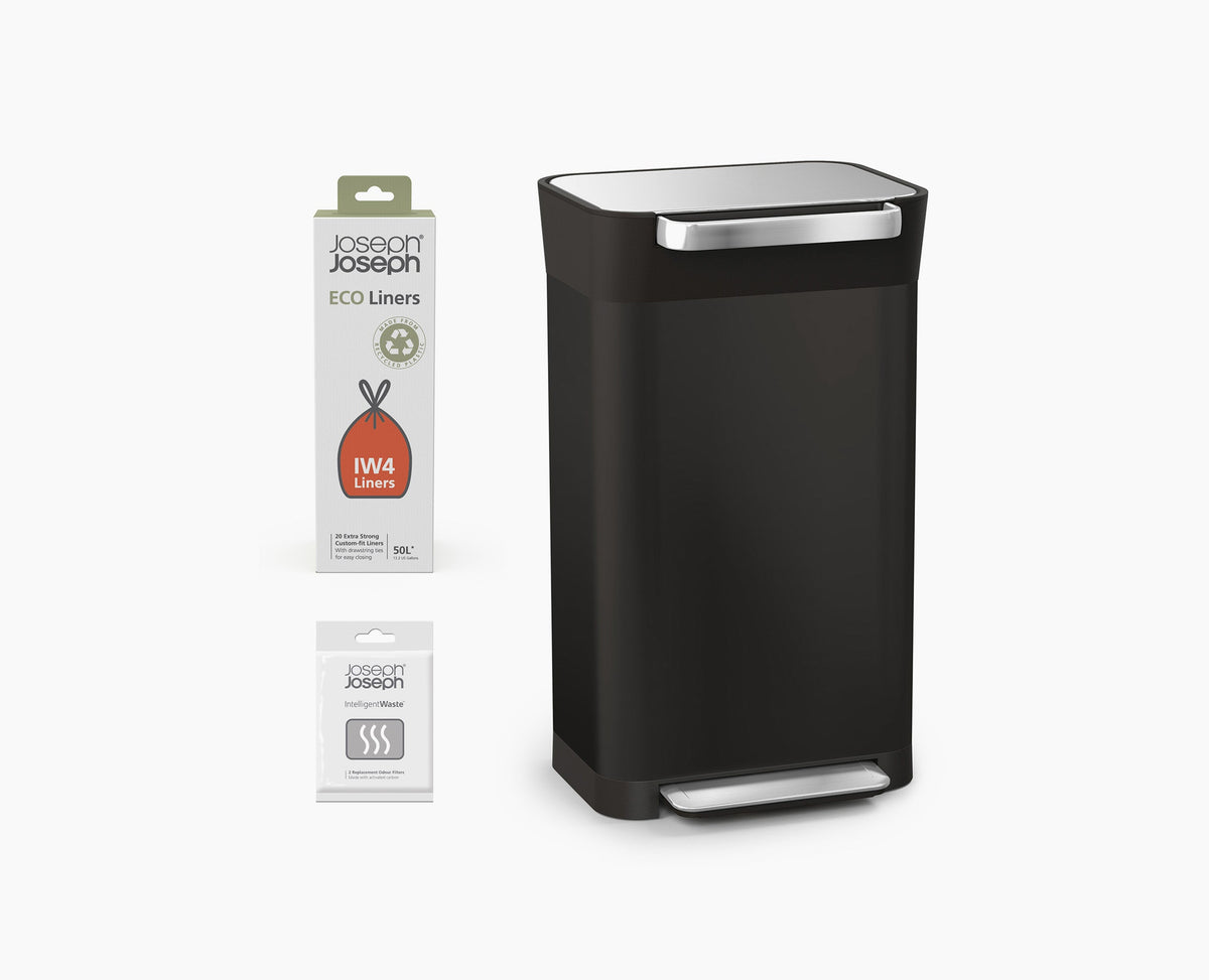 Bin Compactor Titan 30L Set in Black | Joseph Joseph UK