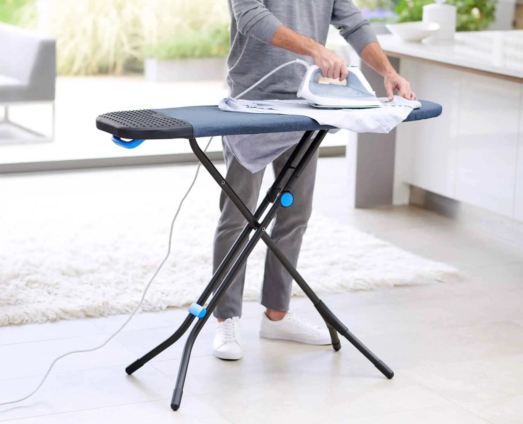 Glide Plus 130cm Blue Easy store Ironing Board with Advanced Cover