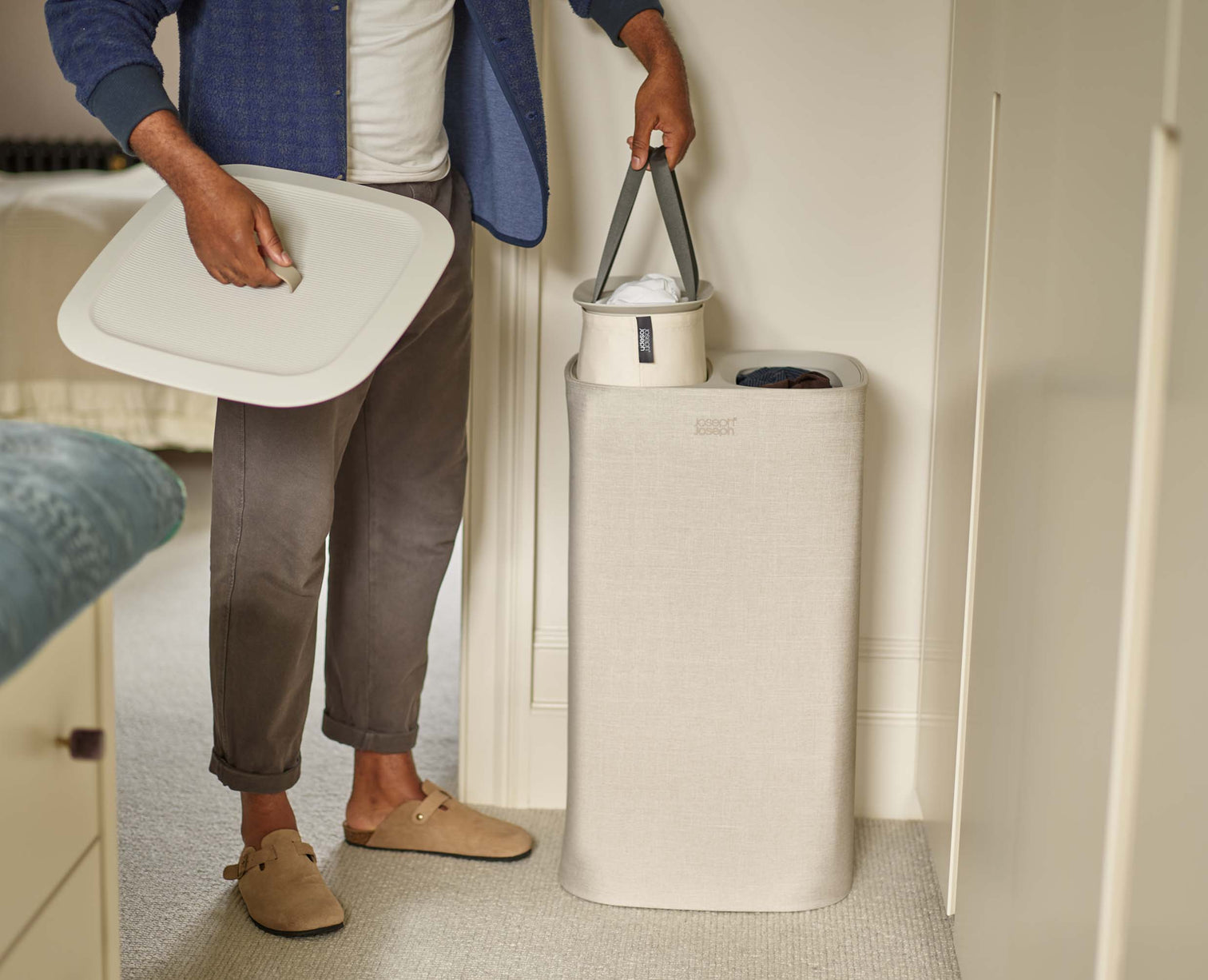 Tota 60L Laundry Separation Basket Ecru Joseph Joseph