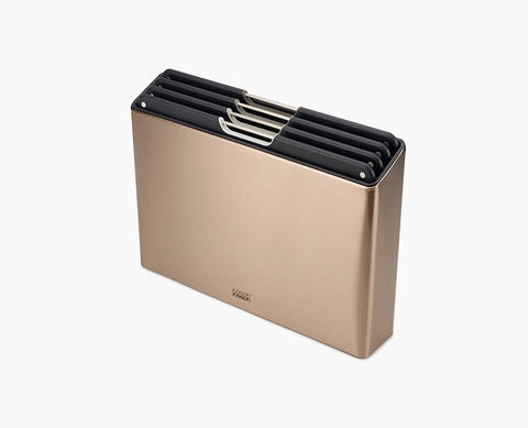 Folio™ Steel 4 piece Chopping Board Set Rose Gold Stainless Steel Case