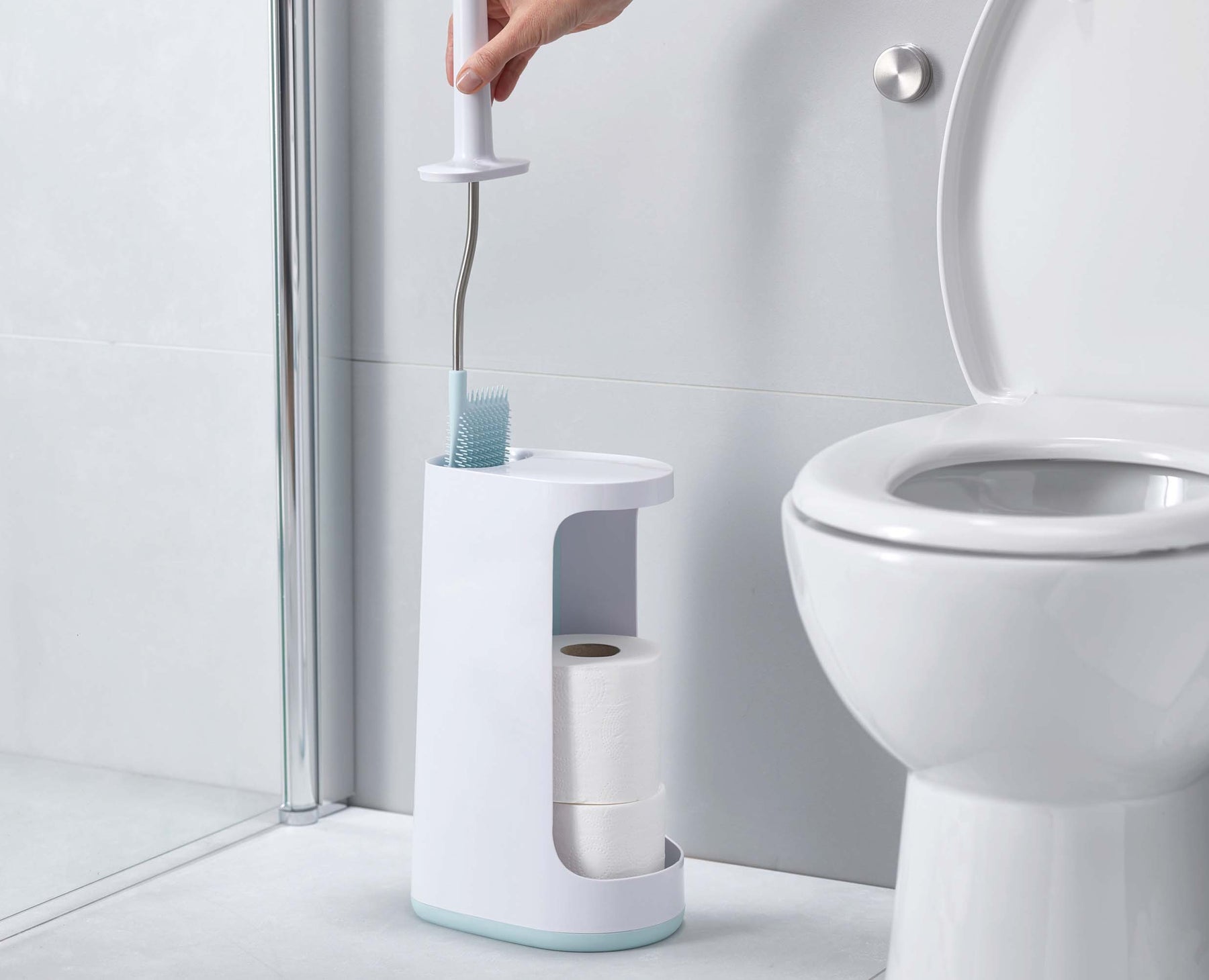 Flexible Toilet Brush with Caddy Blue Joseph Joseph