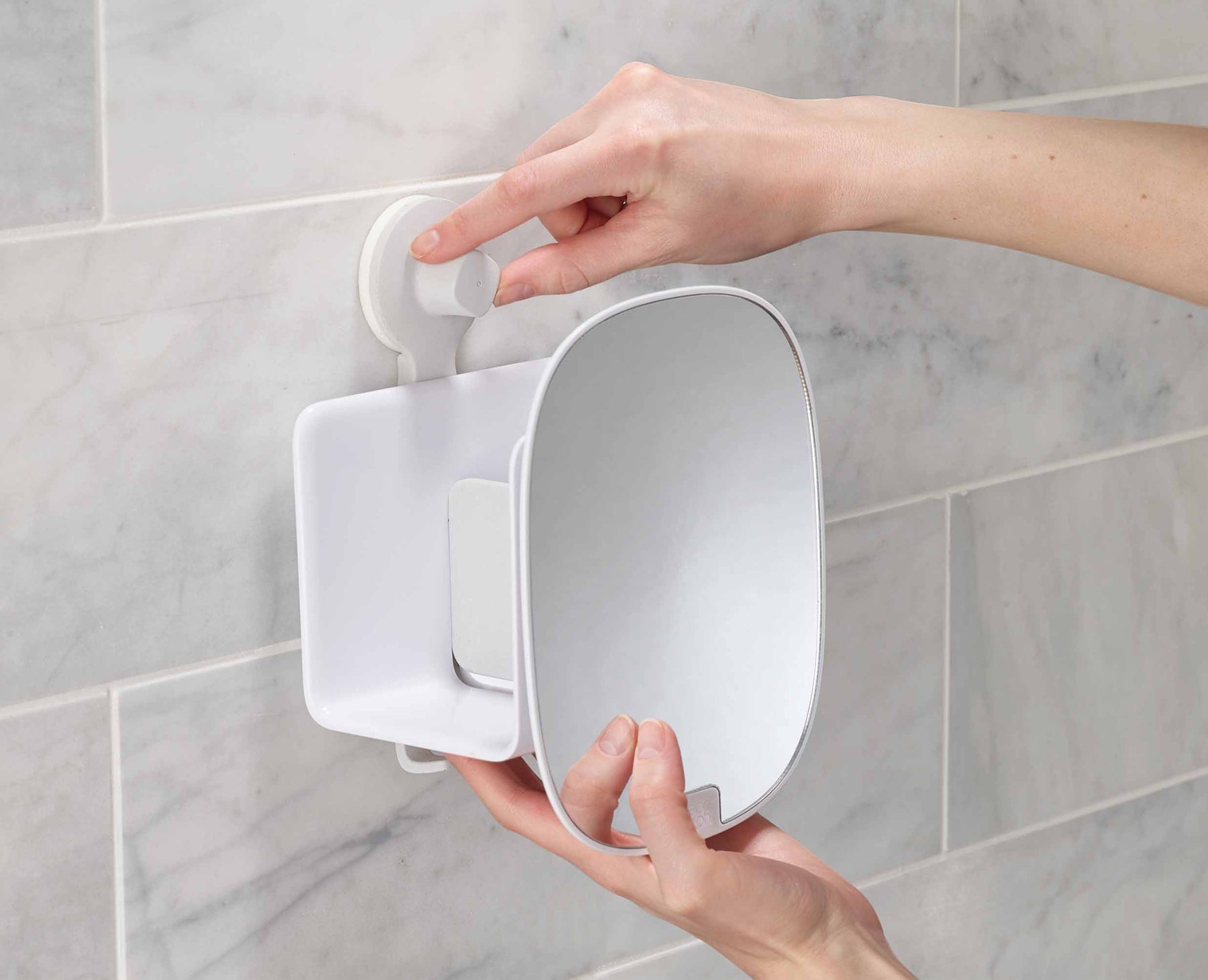Buy Joseph Joseph EasyStore Compact Suction Mount Shower Caddy Shelf w/ Mirror White at Barbeques Galore.